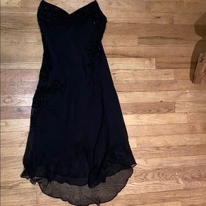 Beaded bias cut silk chiffon satin lined dress